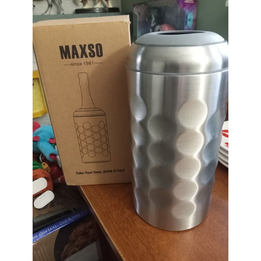 MAXSO 304 Stainless Wine Chiller Unused in Box fit Most 750ml Wine Bottles 9.25"